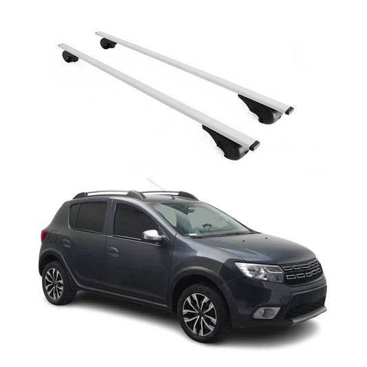 Portbagaj de plafon pentru Dacia Sandero Stepway 2012-2020 75kg metal argintiu 2x