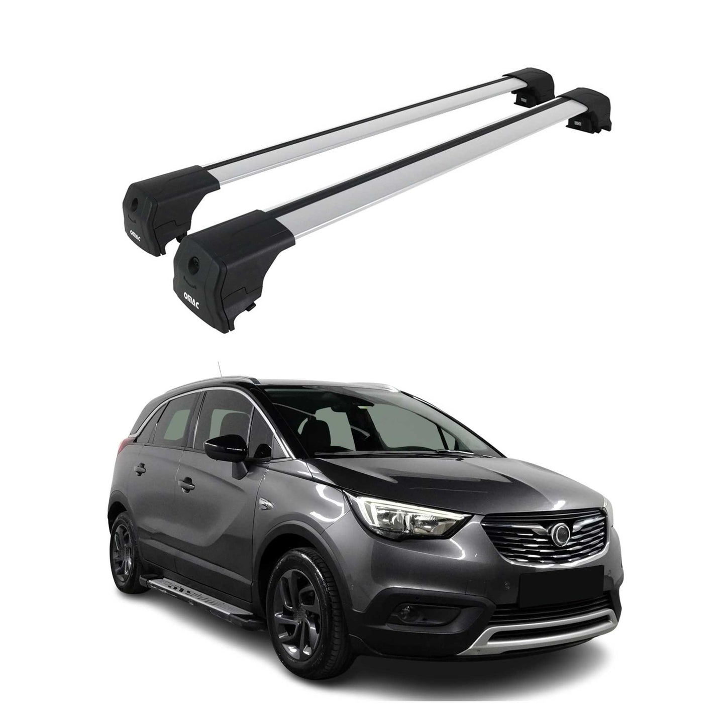 Portbagaj de plafon pentru Opel Crossland / Crossland X 2019-2025 75kg aluminiu argintiu