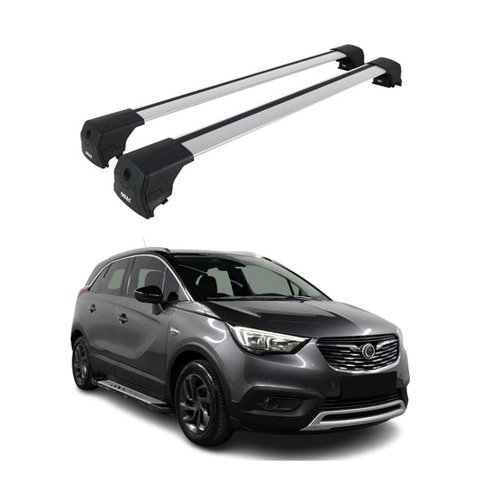 Portbagaj de plafon pentru Opel Crossland / Crossland X 2019-2025 75kg aluminiu argintiu