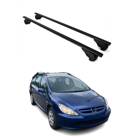 Portbagaj de plafon pentru Peugeot 307 Estate 2002-2008 75kg, negru metalic, 2 buc.