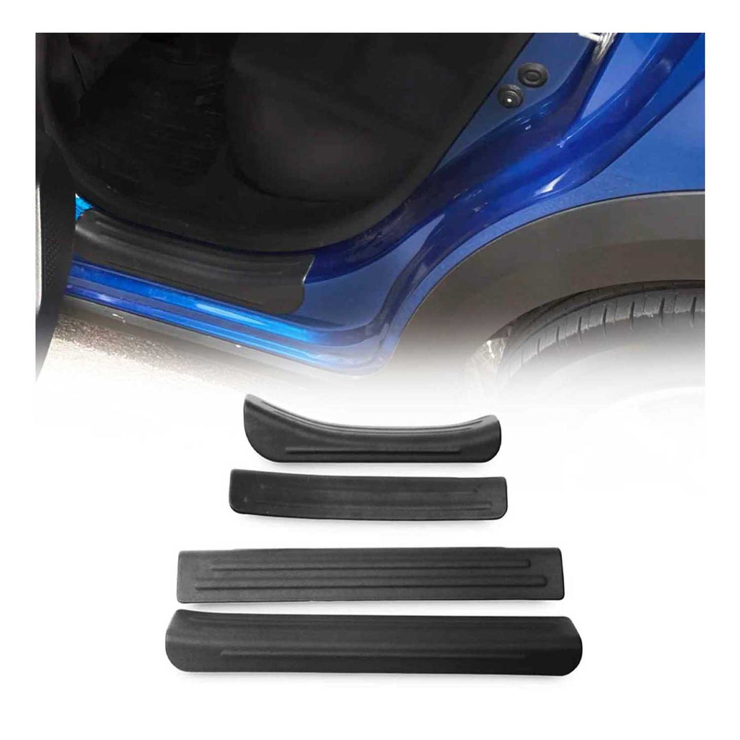 Ornamente prag uși pentru Dacia Duster 2010-2018, oțel inoxidabil, argintiu, set 4 piese