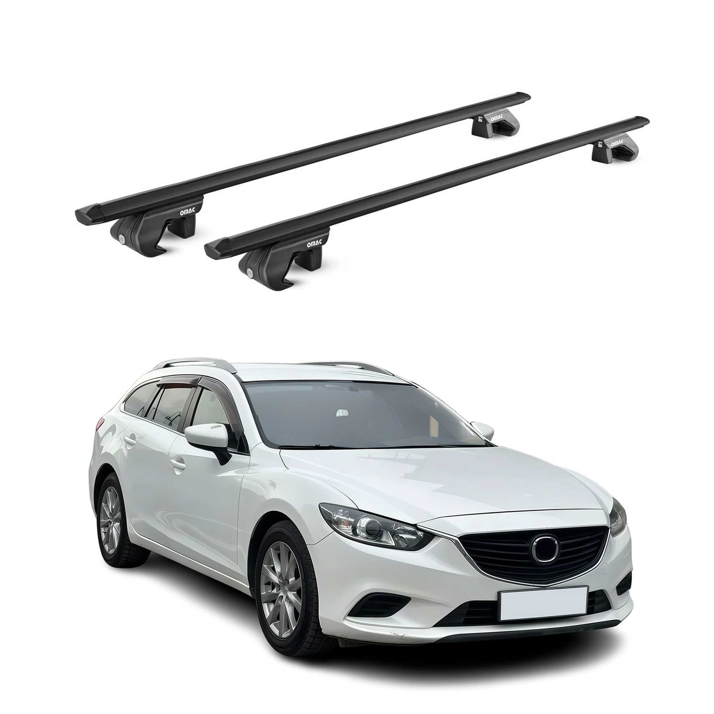 Portbagaj de plafon pentru Mazda 6 Estate 2012-2025 5 uși 90 kg aluminiu negru 2x ABE
