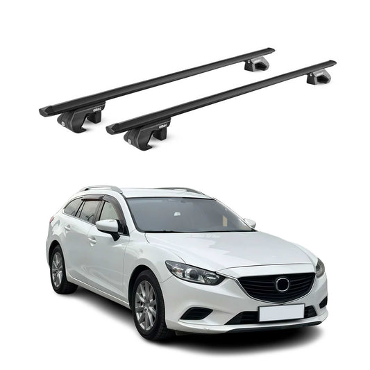 Portbagaj de plafon pentru Mazda 6 Estate 2012-2025 5 uși 90 kg aluminiu negru 2x ABE