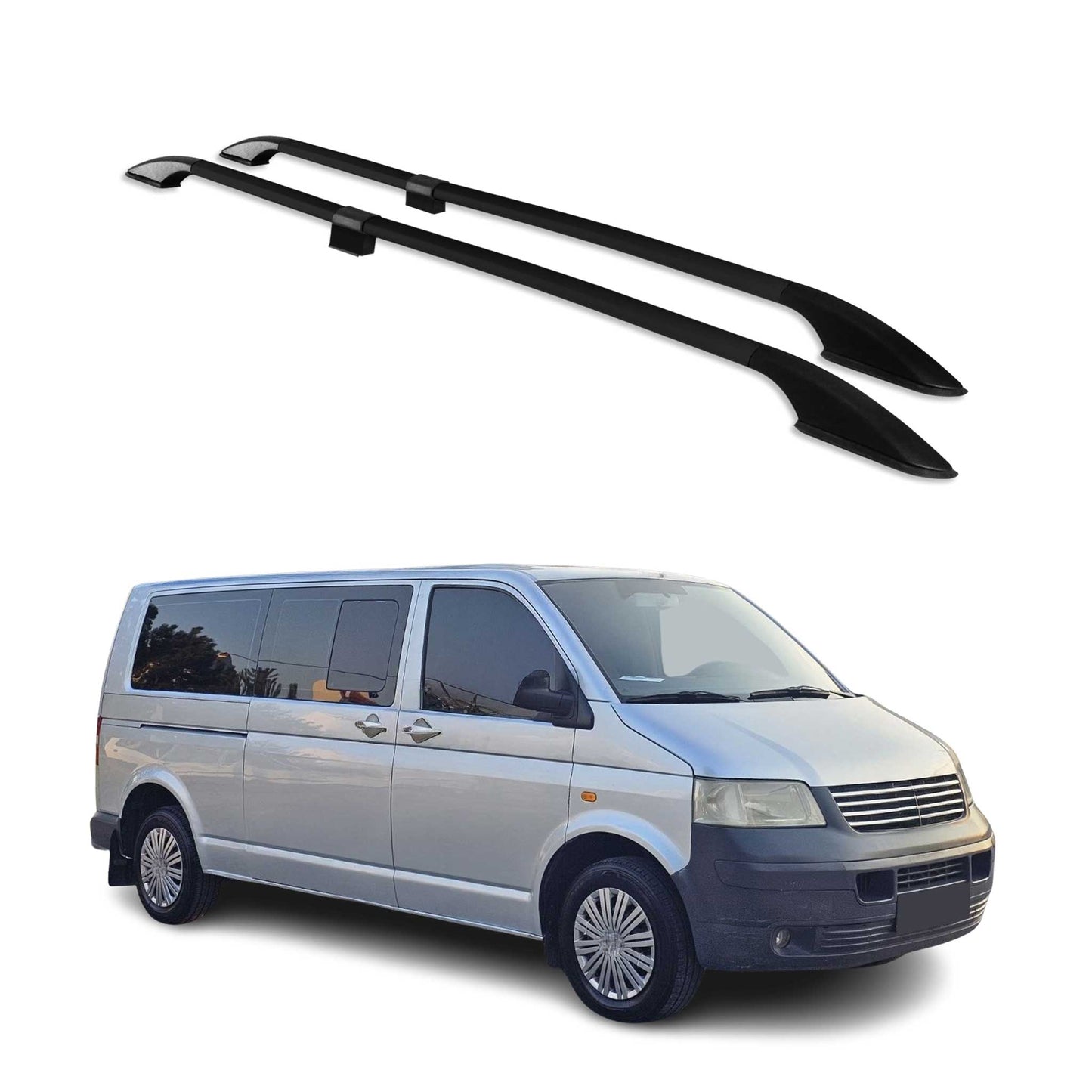 Relingi dachowe/bagażnik dachowy do VW Multivan T5 2003-2015 L2 Długi Aluminium Czarny