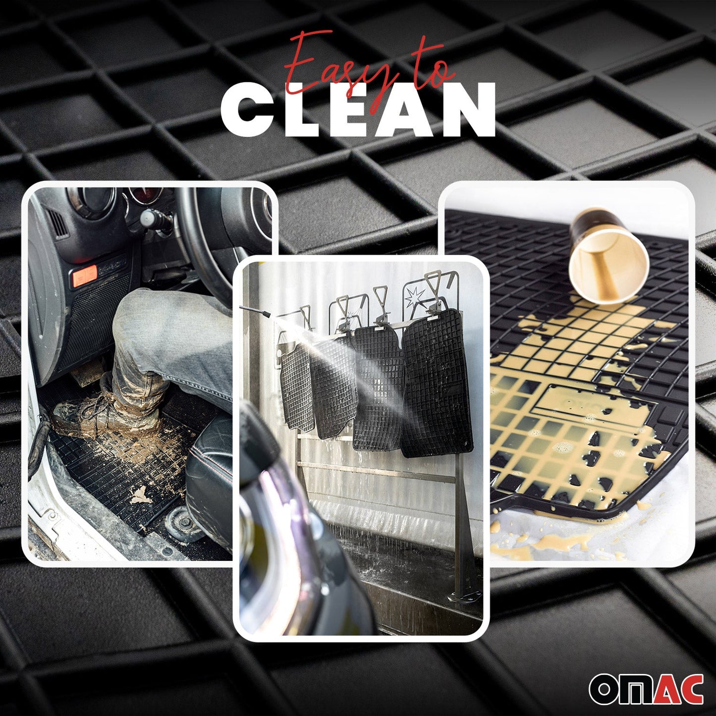 OMAC Gummi Fußmatten für Volvo V70 2000-2007 Automatten Gummi TPE Schwarz 4tlg