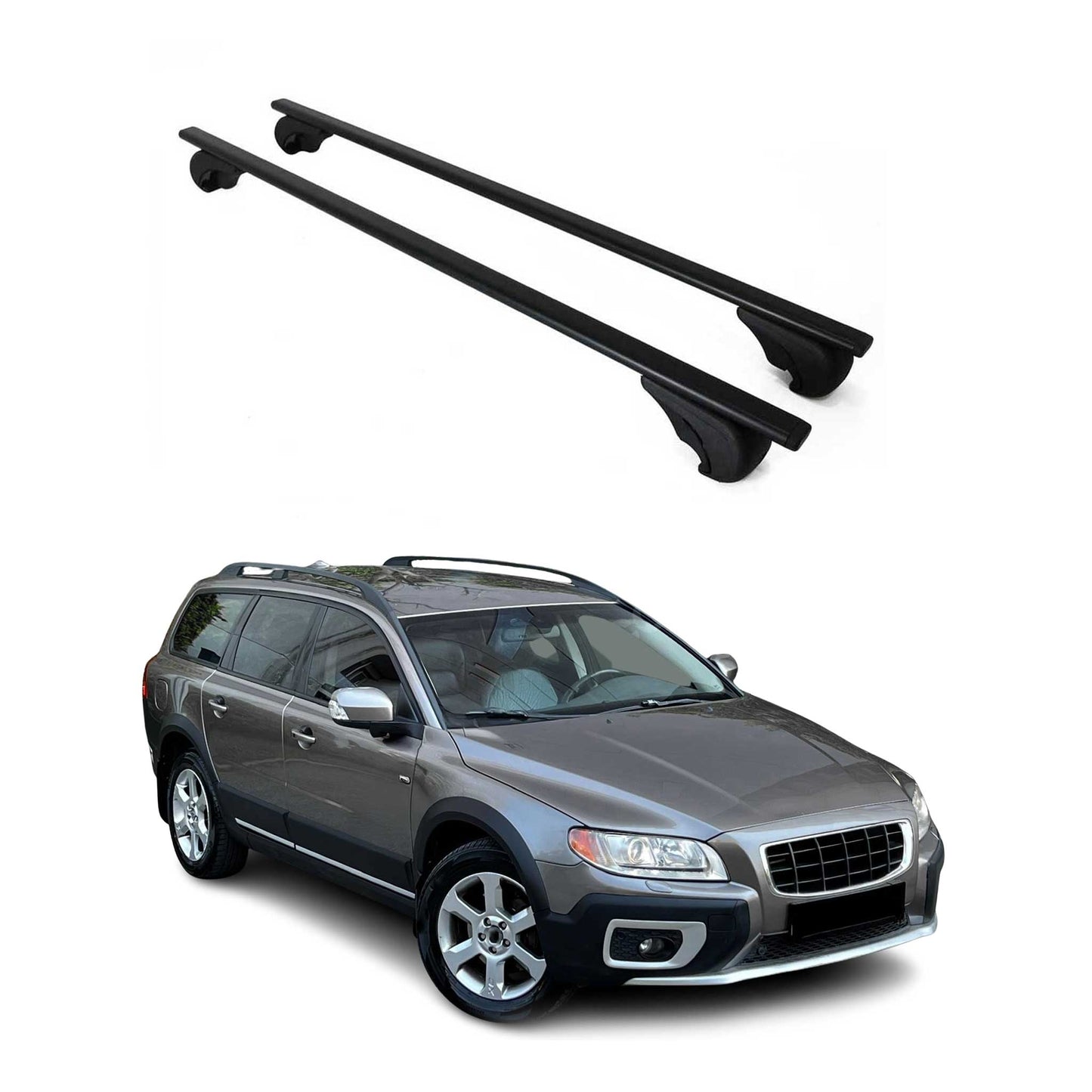 Portbagaj de plafon pentru Volvo XC70 mk3 2007-2016 75kg metal negru 2 buc