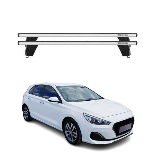 Bagażnik dachowy Menabo do Hyundai i30 2016-2020 5-drzwiowy, 75 kg, aluminiowy, srebrny, 2x