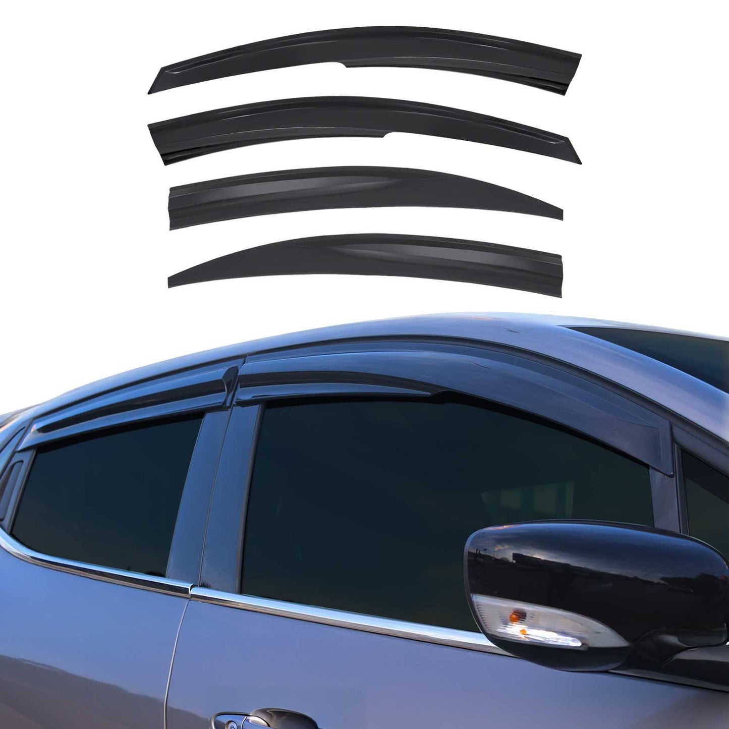 4x Windabweiser Regenabweiser für Hyundai Accent Era 2005-2011 Acryl Dunkel