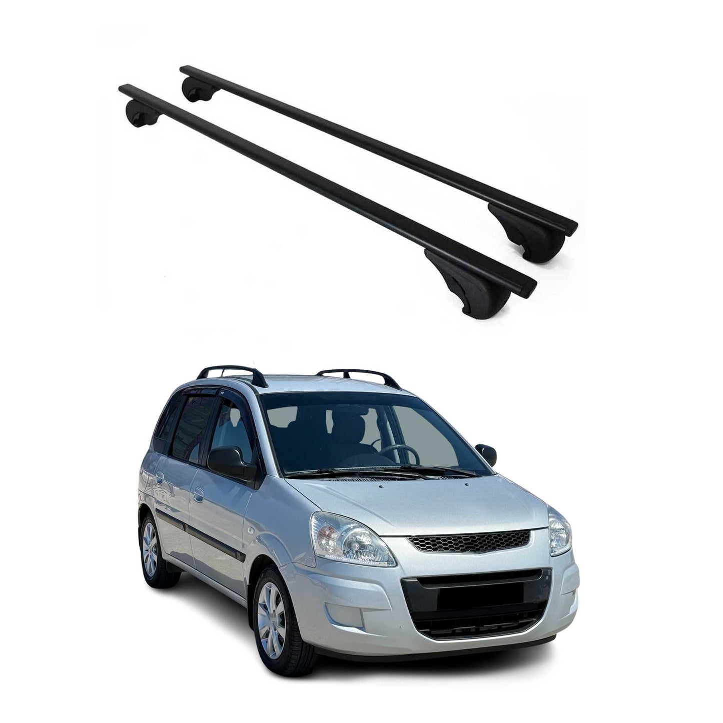 Dachträger Grundtäger für Hyundai Matrix 2001-2010 75kg Metall Schwarz 2 tlg