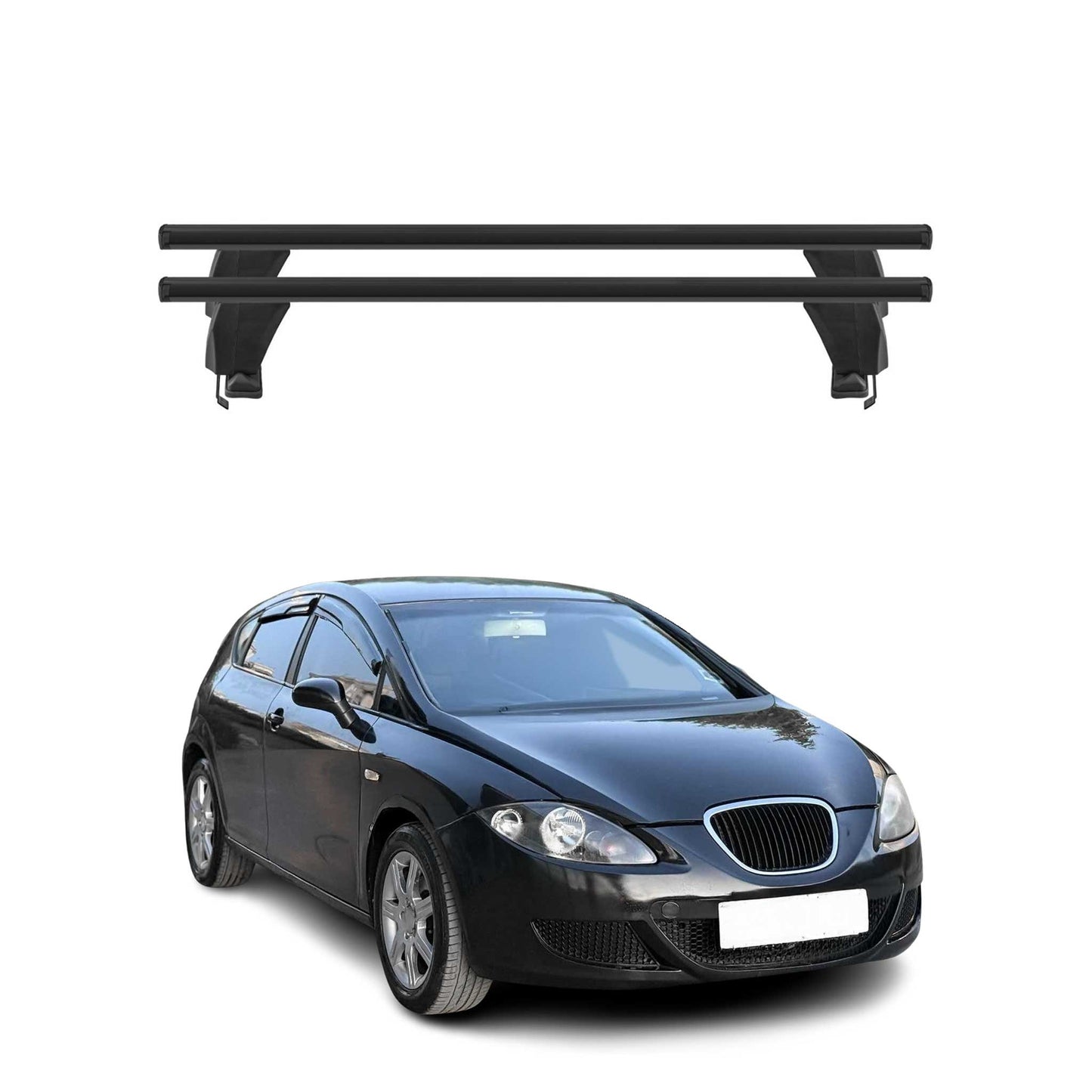 Menabo Dachträger Grundtäger für Seat Leon mk2 2005-2009 Pre-FL 50kg Alu Schwarz