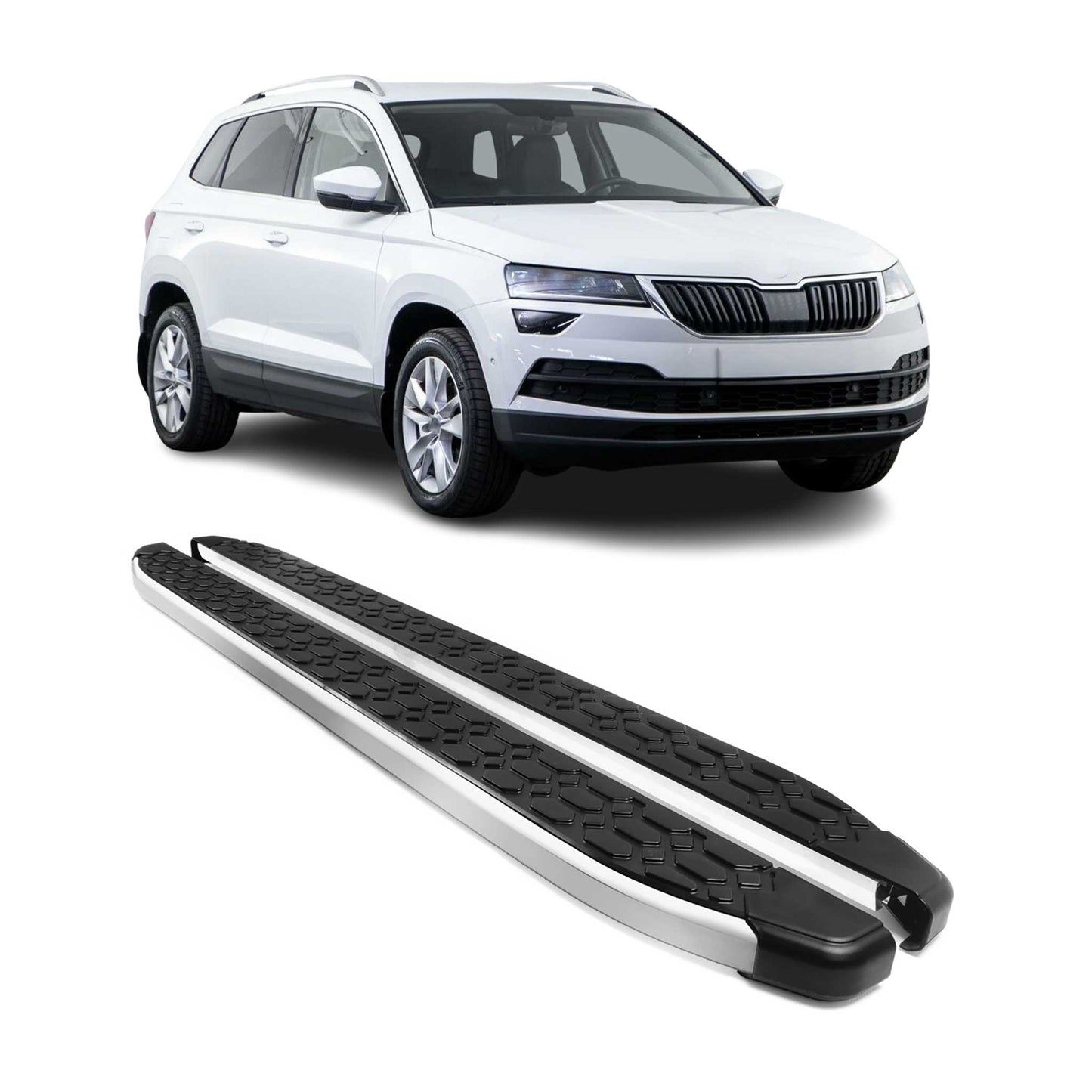 Trittbretter Seitenschweller Schweller für Skoda Karoq 2017-2025 Schwarz 2 tlg