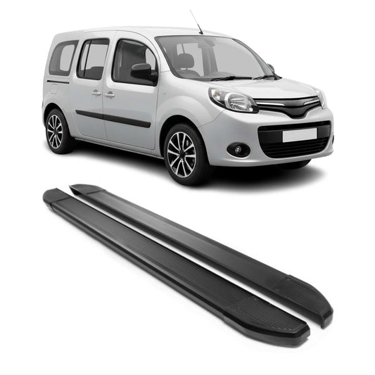 Praguri laterale/scarpe din aluminiu pentru Renault Kangoo 2 2008-2021, negre, set 2 piese
