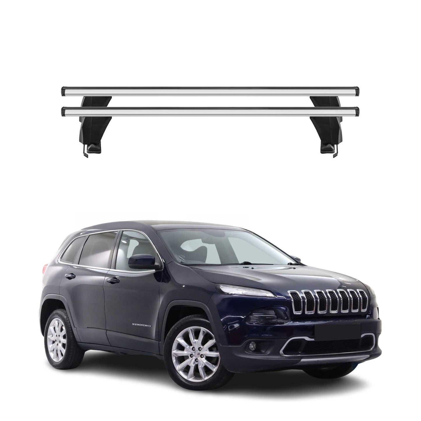 Menabo Dachträger für Jeep Cherokee KL 2014-2018 Pre-FL 50kg Alu Silber 2x