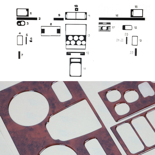 Ornamente interioare pentru cockpit pentru Ford Connect 2007-2009, aspect lemn, 22 bucăți