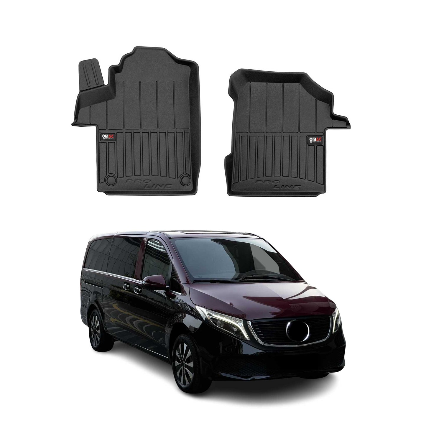 2020-2025 Mercedes Klasse EQV W447 Fußmatten TPE Schwarz 2 tlg