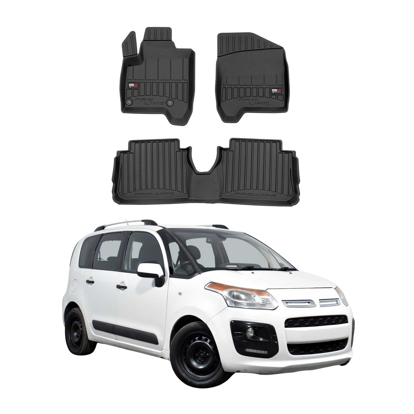 2009-2016 Citroen C3 Picasso Fußmatten TPE Schwarz 3 tlg
