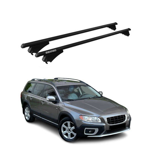 Menabo Portbagaj de plafon pentru Volvo XC70 mk3 2007-2016 75kg Aluminiu Negru 2 bucăți
