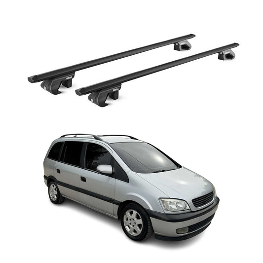 Portbagaj de plafon pentru Opel Zafira A 1999-2005 90kg aluminiu negru 2 piese ABE