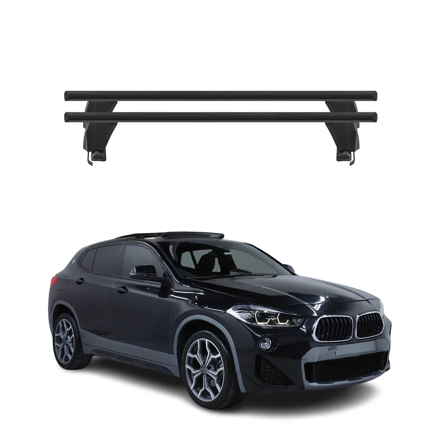 Menabo Dachträger Grundtäger für BMW X2 F39 2018-2023 50kg Alu Schwarz 2 tlg