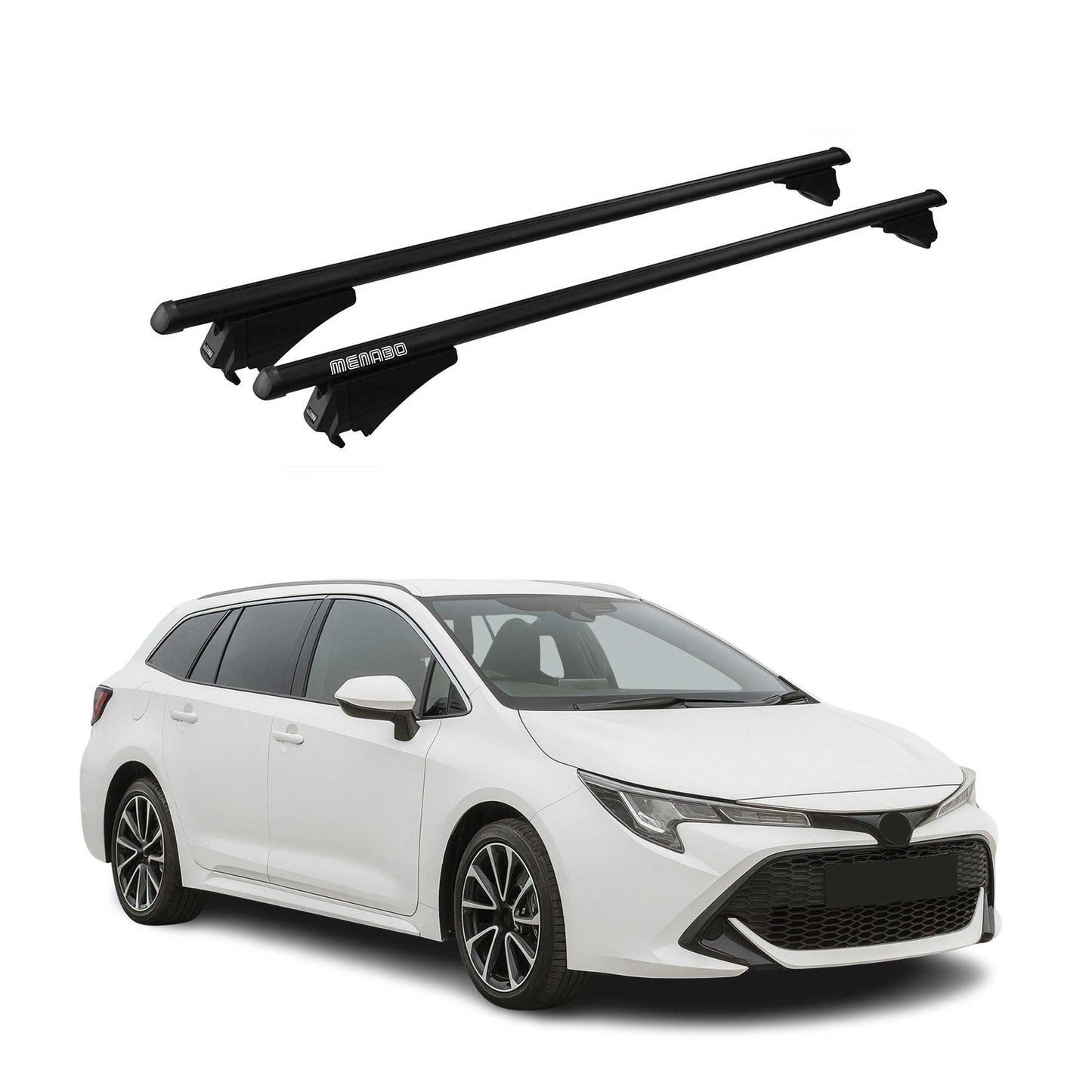 Menabo Portbagaj de plafon pentru Toyota Auris mk3 2018-2019 75kg Aluminiu Negru 2x