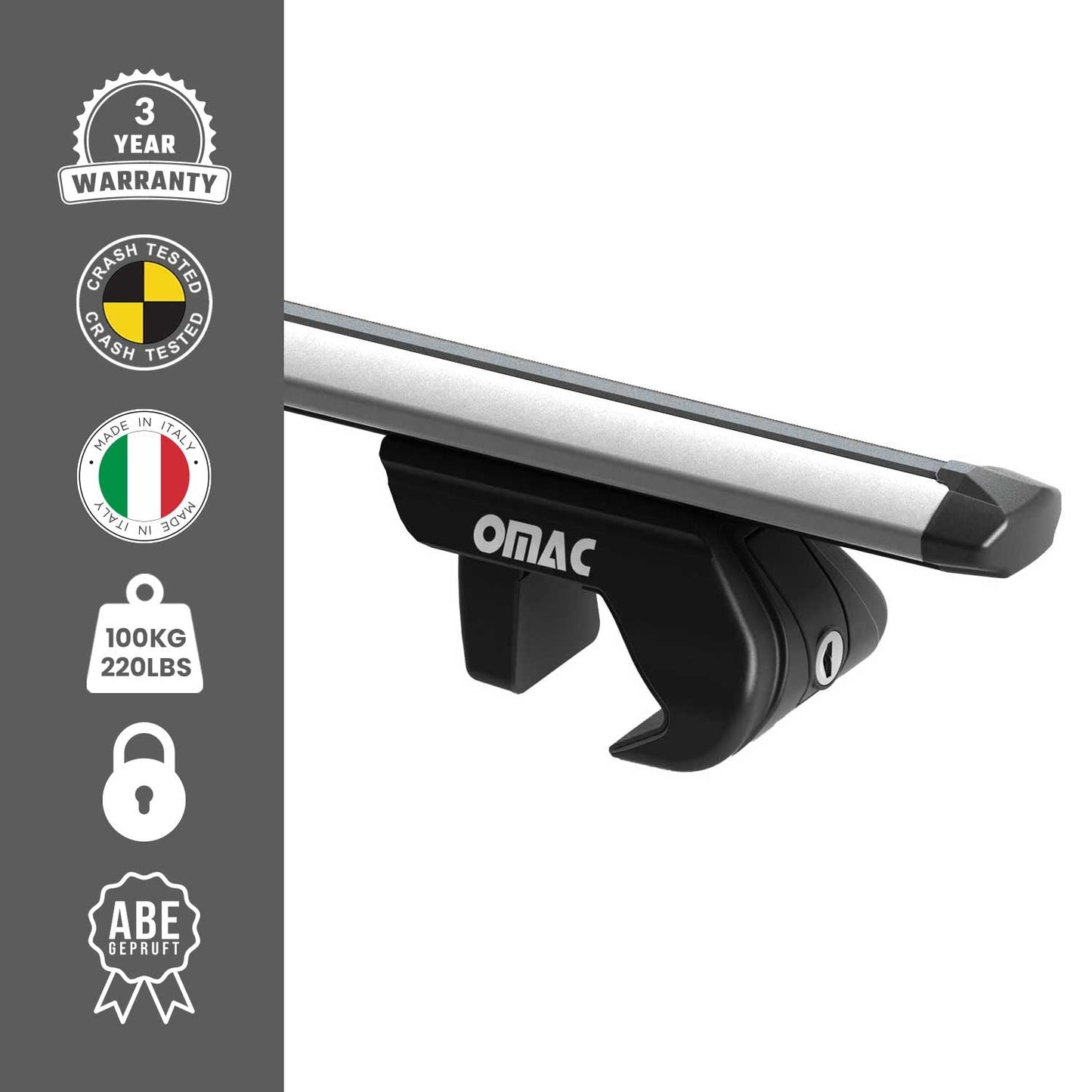 Portbagaj de plafon pentru VW Up Cross 2013-2019 90kg aluminiu argintiu 2 buc ABE