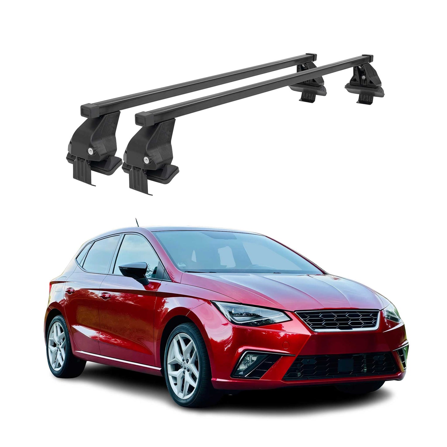 Menabo Dachträger Grundtäger für Seat Ibiza mk5 2017-2025 50kg Stahl Schwarz 2x