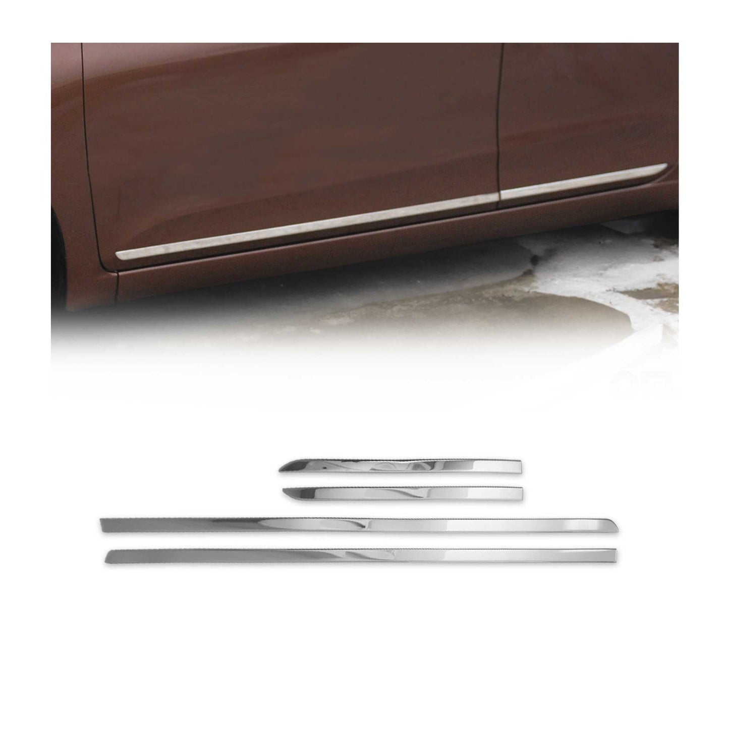 Seitentürleiste Türschutzleiste für Volvo V70 & V90 Edelstahl Chrom Silber 2x