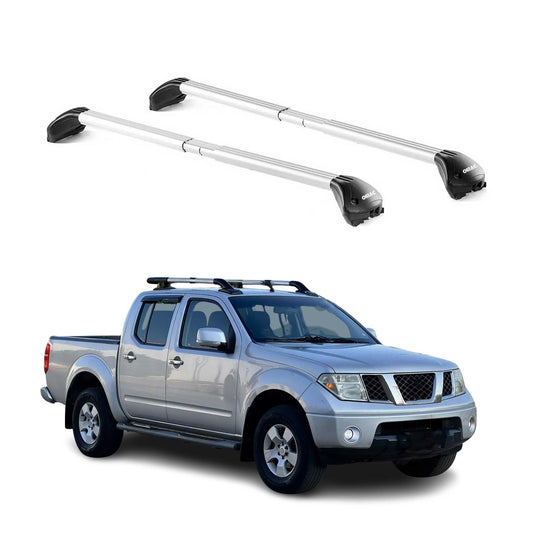 Portbagaj de plafon pentru Nissan Navara 2004-2025 4 uși 100 kg aluminiu argintiu 2x ABE