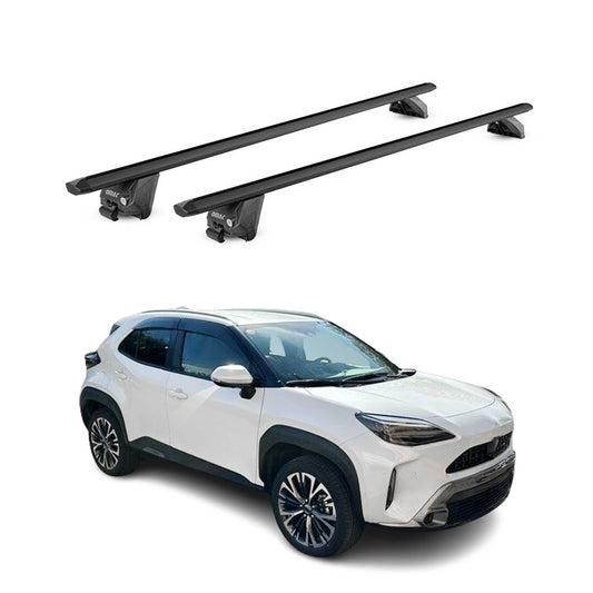 Portbagaj de plafon pentru Toyota Yaris Cross 2020-2025 100kg aluminiu negru 2x ABE