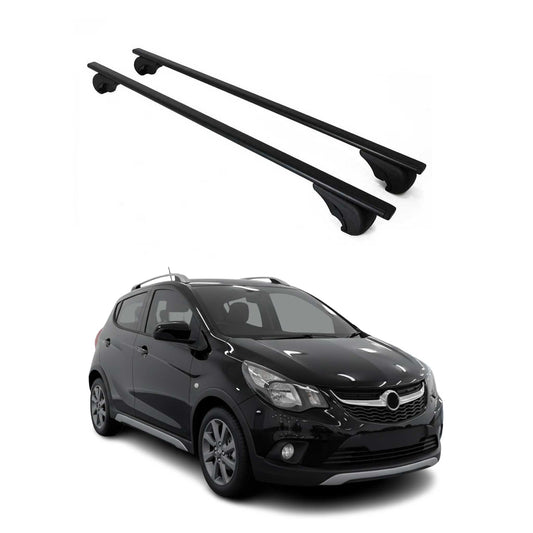 Dachträger Gepäckträger für Opel Karl 2017-2019 Grundträger Metall Schwarz 2tlg