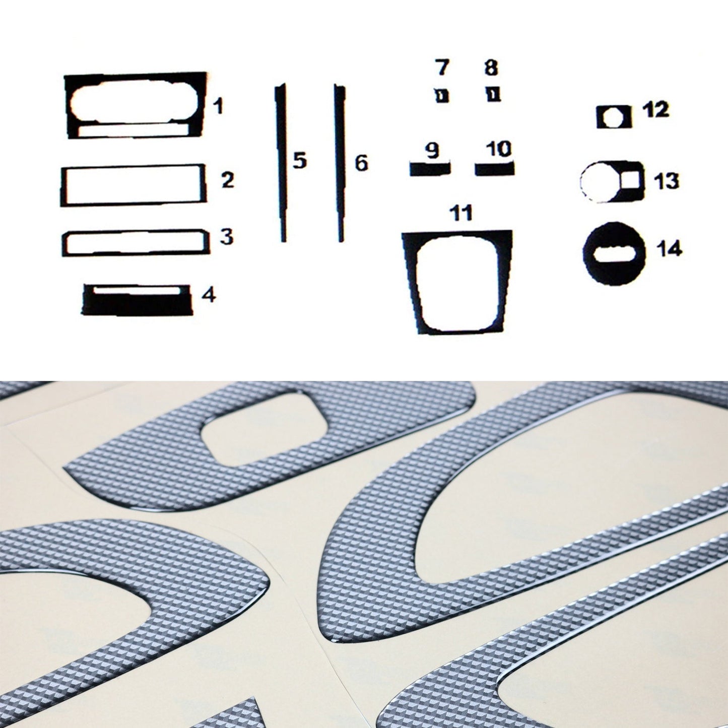 Ornamente interioare pentru Audi A3 A3 Sportback 8P 2008-2013, aspect carbon, 14 piese