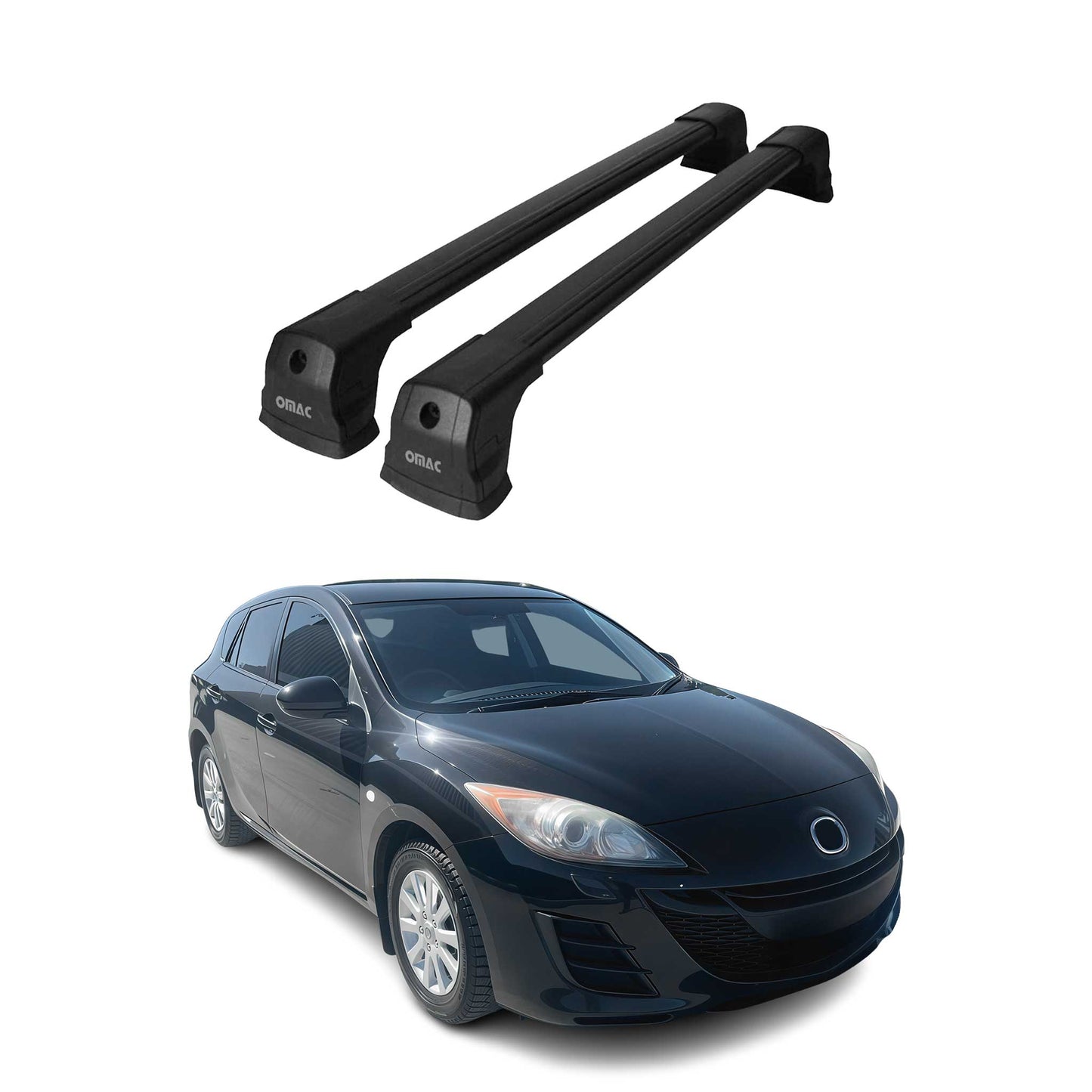 Dachträger Gepäckträger für Mazda 3 BL Stufenheck 2009-2013 Aluminium Schwarz