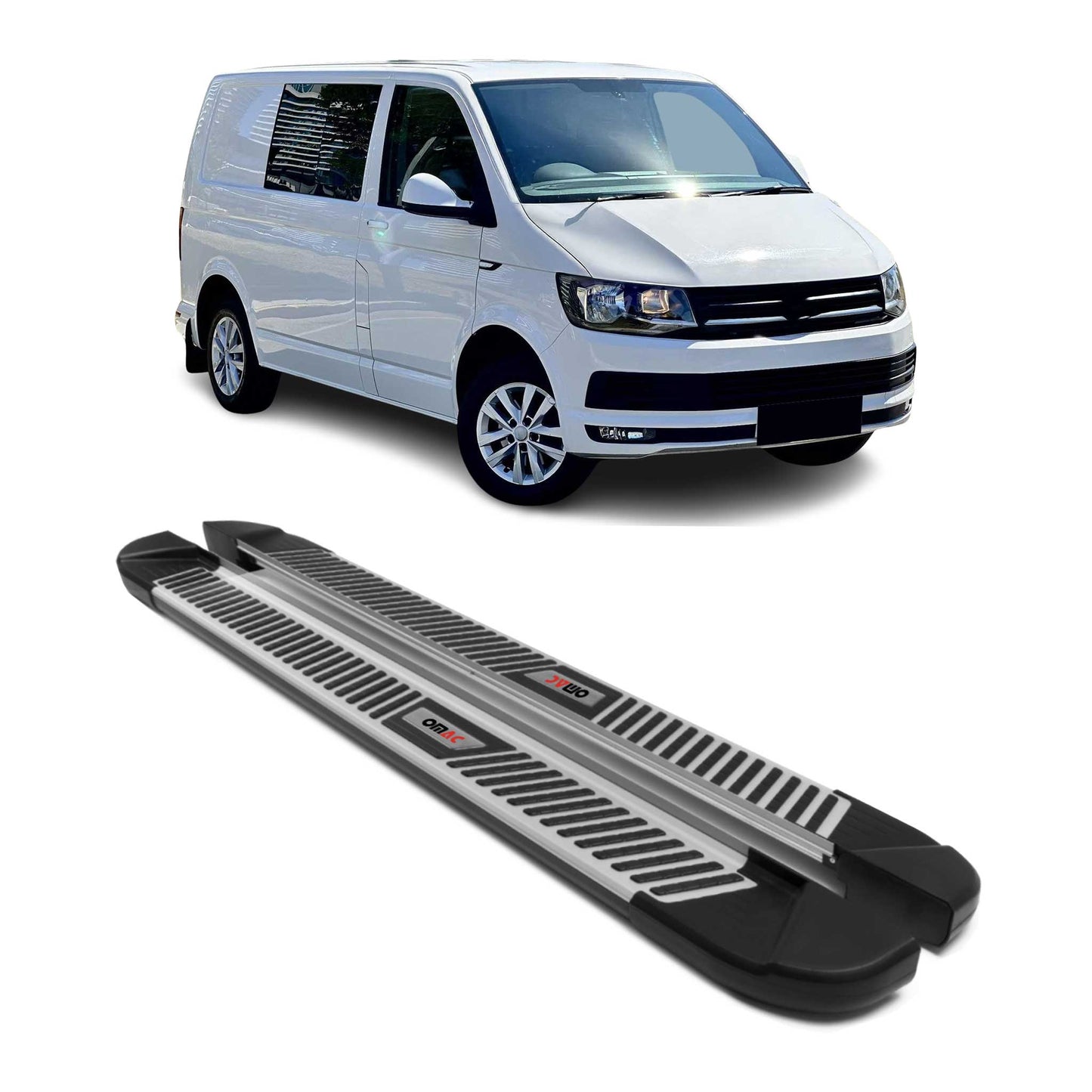 Trittbretter Seitenbretter für VW T6 T6.1 alle 2015-2022 Kurzer L1 Alu Schwarz
