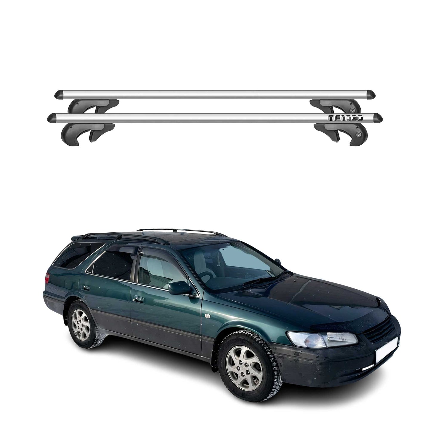 Menabo Dachträger Grundtäger für Toyota Camry 1991-2001 90kg Alu Silber 2 tlg