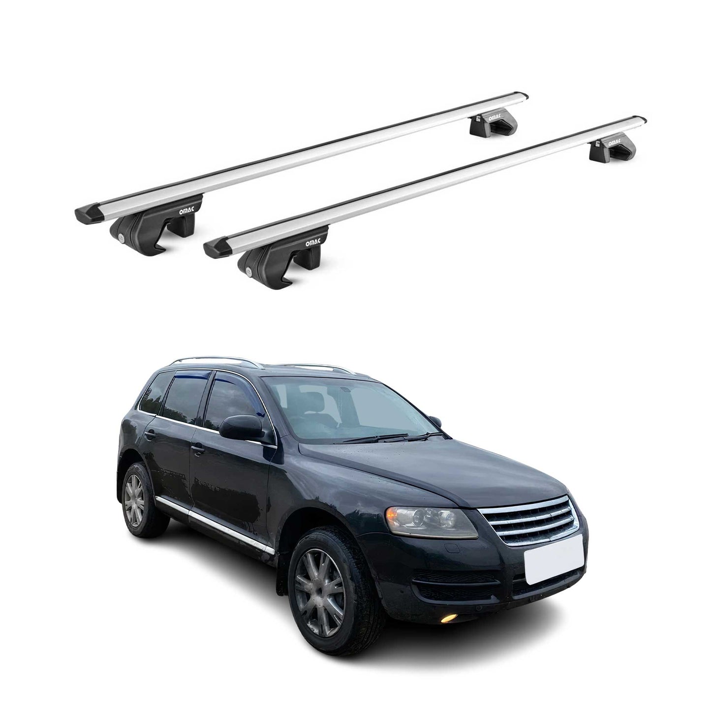 Portbagaj de plafon pentru VW Touareg mk2 2010-2018 5 uși 90kg aluminiu argintiu 2x ABE