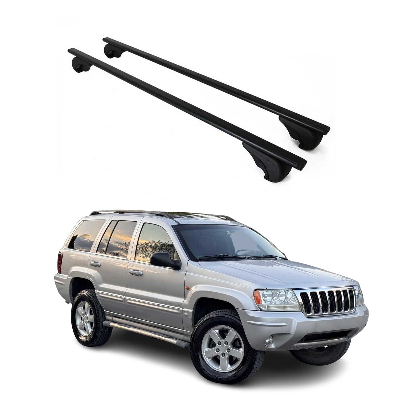 Dachträger Grundtäger für Jeep Grand Cherokee WJ 1999-2004 75kg Metall Schwarz