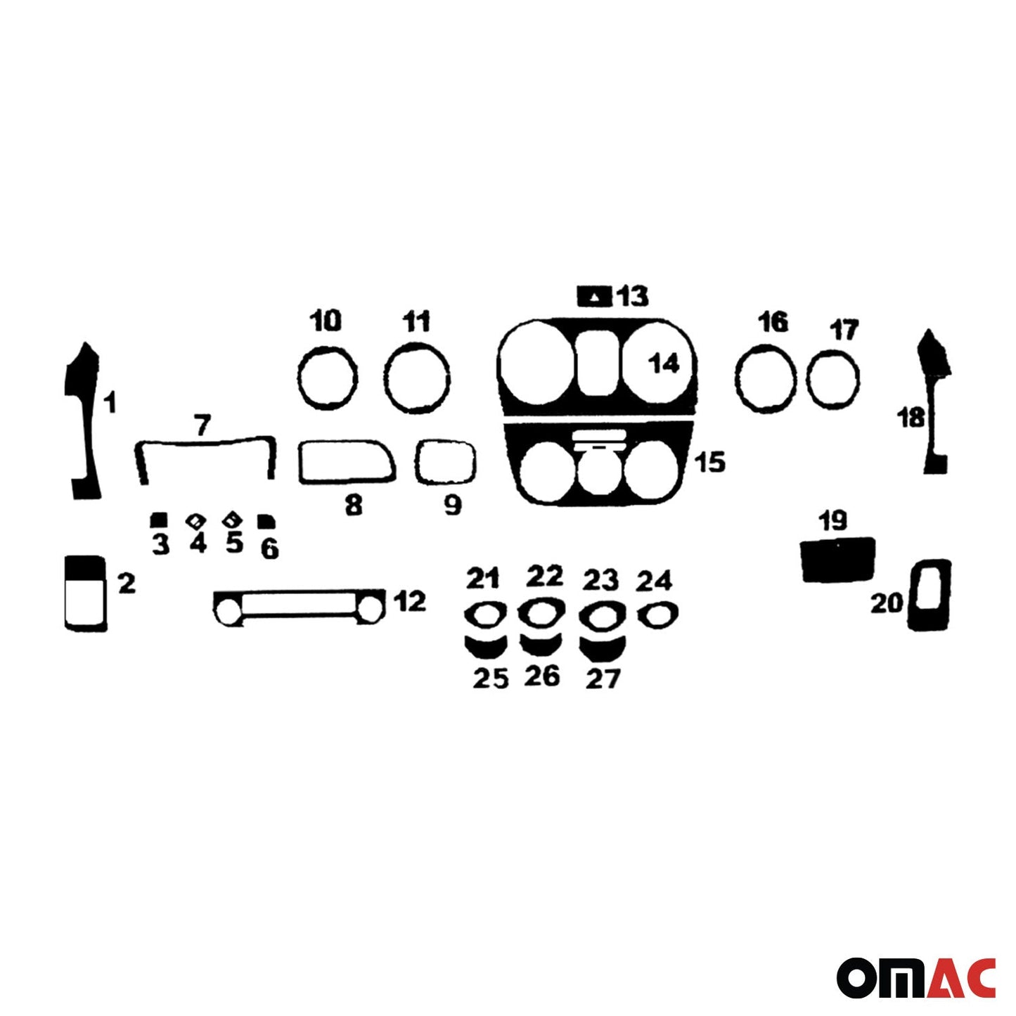 Innenraum Dekor Cockpit für Citroen Nemo 2008-2021 Wurzelholz Optik 27tlg