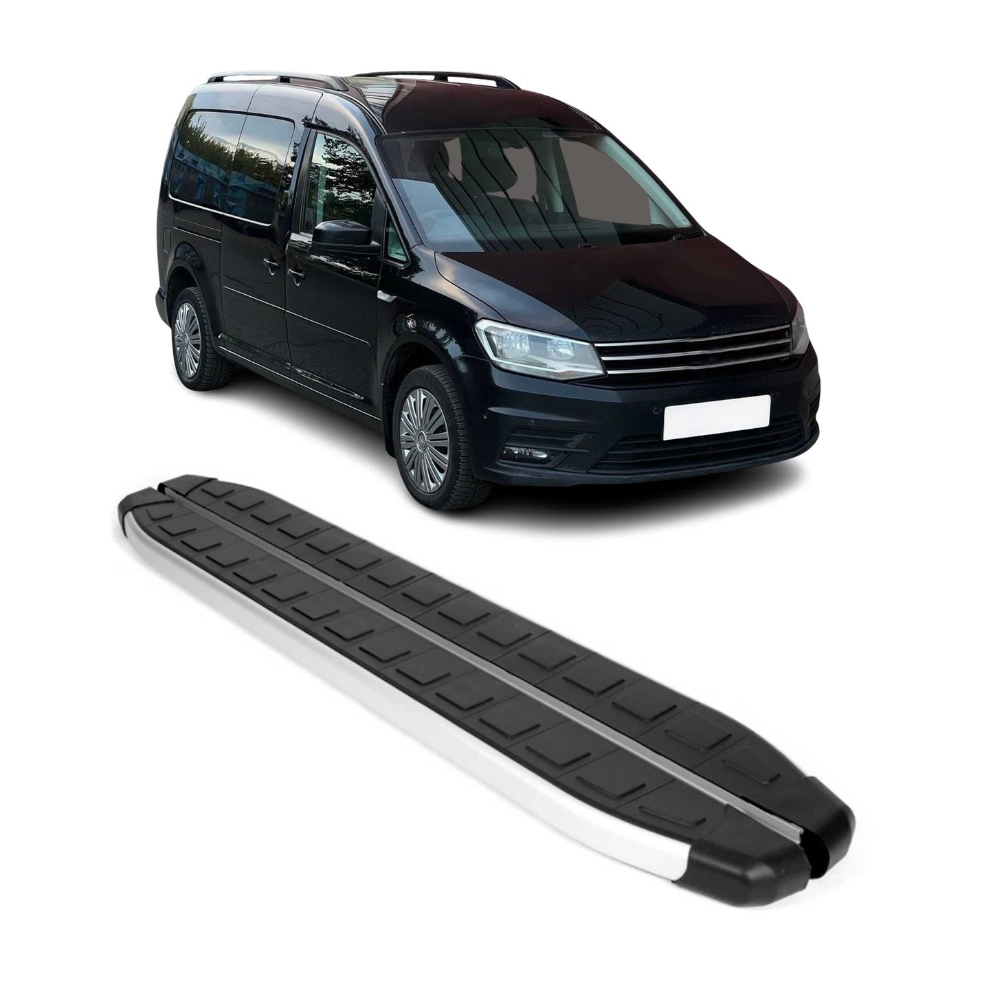 Seitenschweller Seitenbretter Trittbretter für VW Caddy Maxi 2015-20 Alu Schwarz