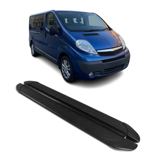 Trittbretter Seitenschweller für Opel Vivaro 2001-2014 L1 Aluminium Schwarz 2tlg