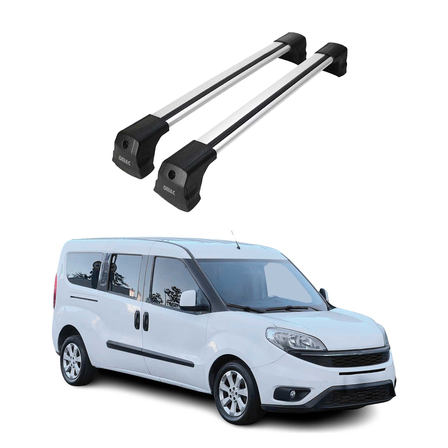 Dachträger Grundtäger für Fiat Doblo 2010-2022 75kg Aluminium Grau 2tlg