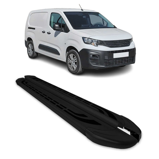 Trittbretter Seitenschweller für Peugeot Partner 2019-2025 Van L2 Schwarz 2 tlg