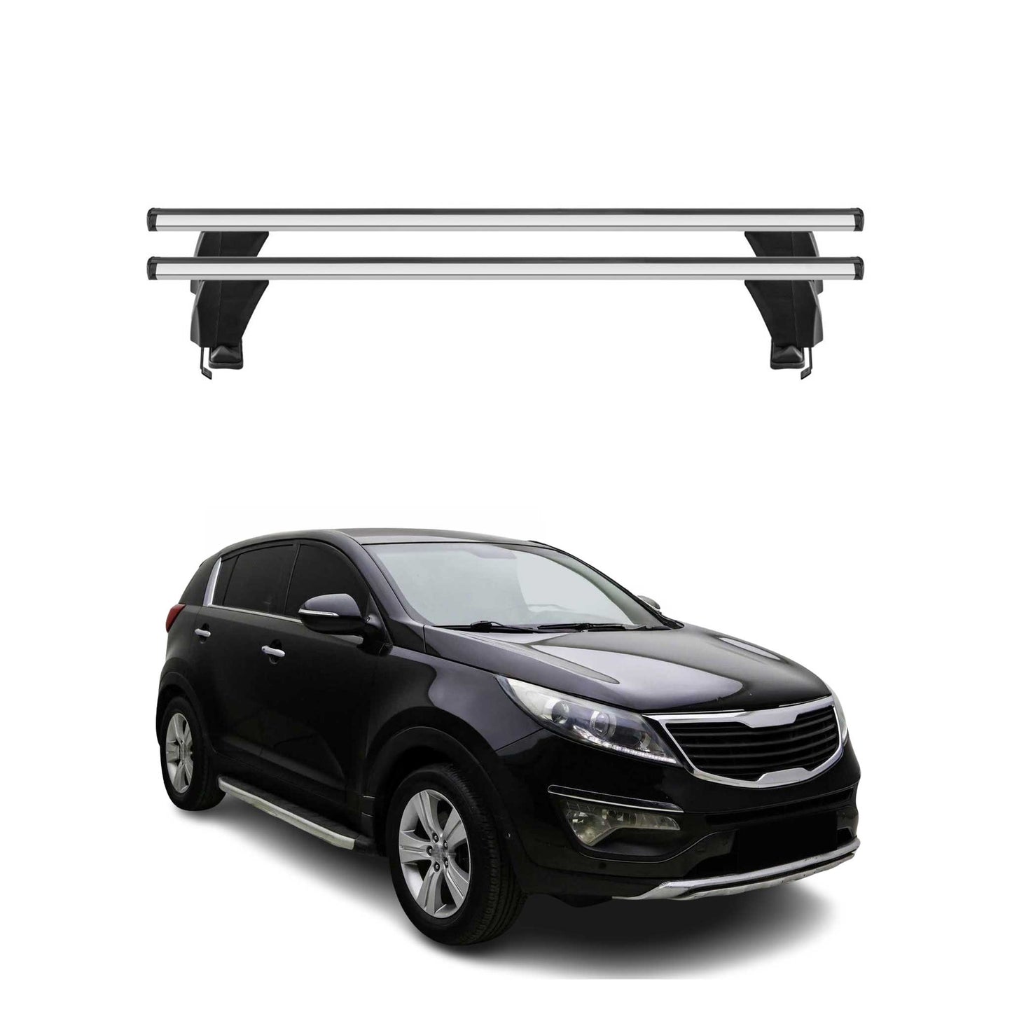 Menabo Dachträger Grundtäger für Kia Sportage SL 2010-2015 50kg Alu Silber 2 tlg