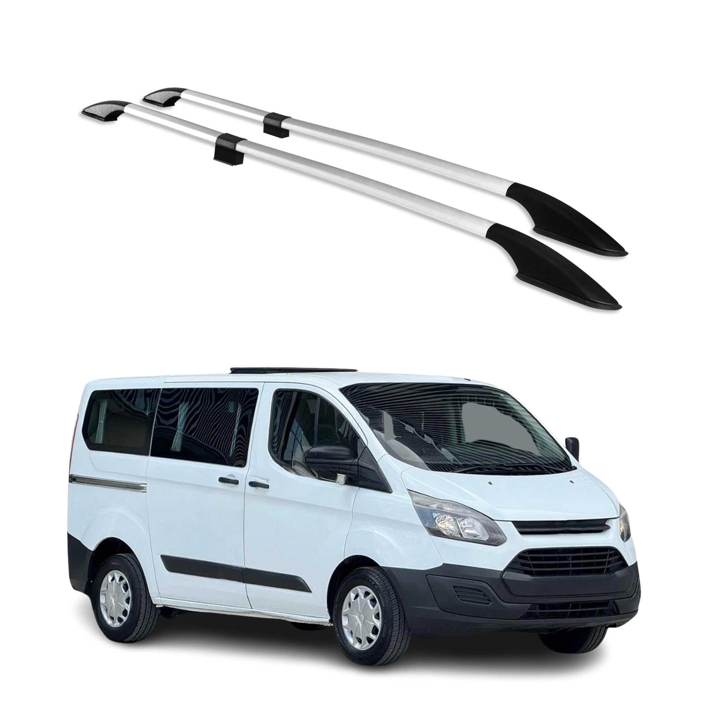 Dachreling Dachgepäckträger für Ford Tourneo Custom 2012-2024 Kurzer Alu Grau