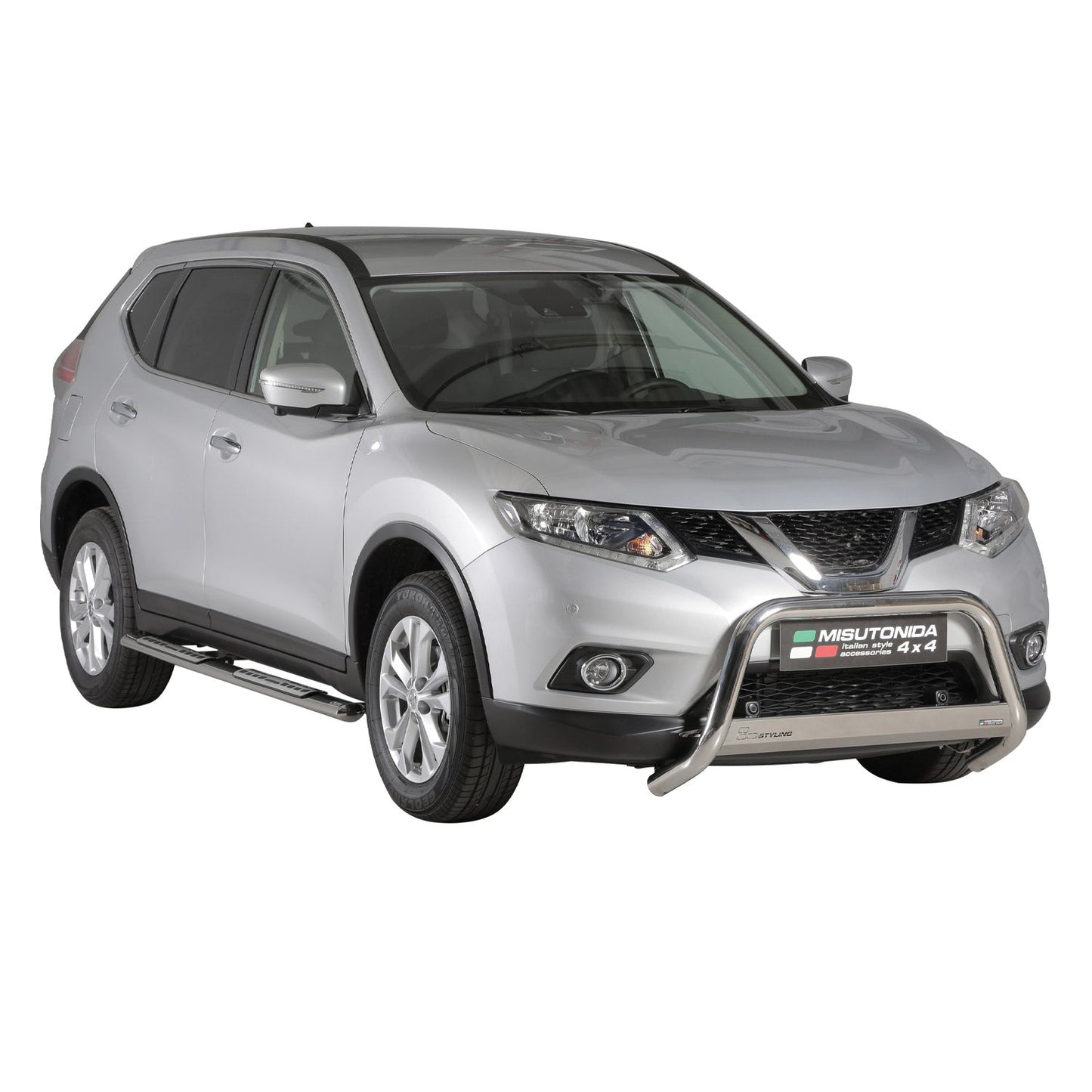 Bară de protecție/buton față pentru Nissan X-Trail 2015-2017, ø63mm, oțel, argintiu