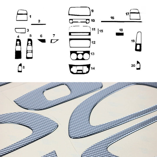 Ornamente interioare cockpit pentru Fiat Linea 2007-2018, set 20 piese, aspect carbon