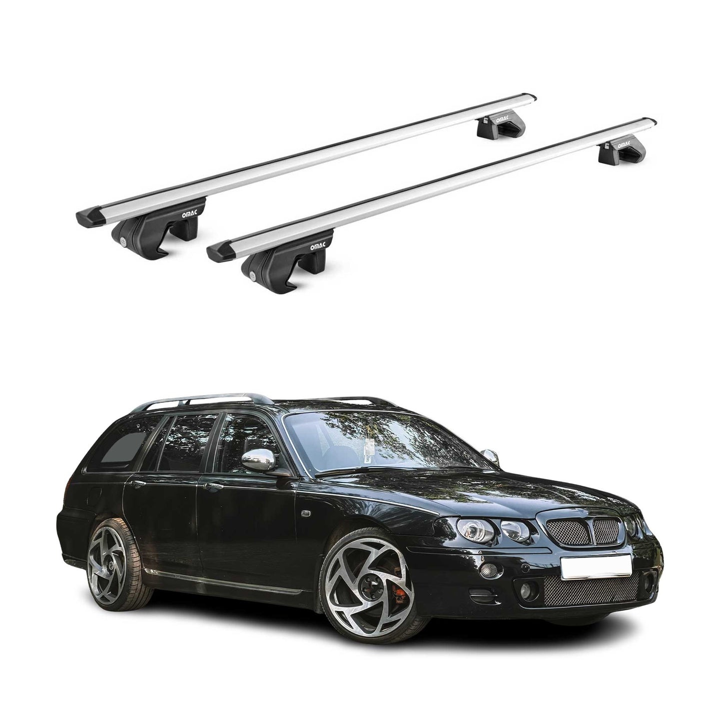 Portbagaj de plafon pentru MG ZT-T Estate 2002-2005 90kg aluminiu argintiu 2 piese ABE