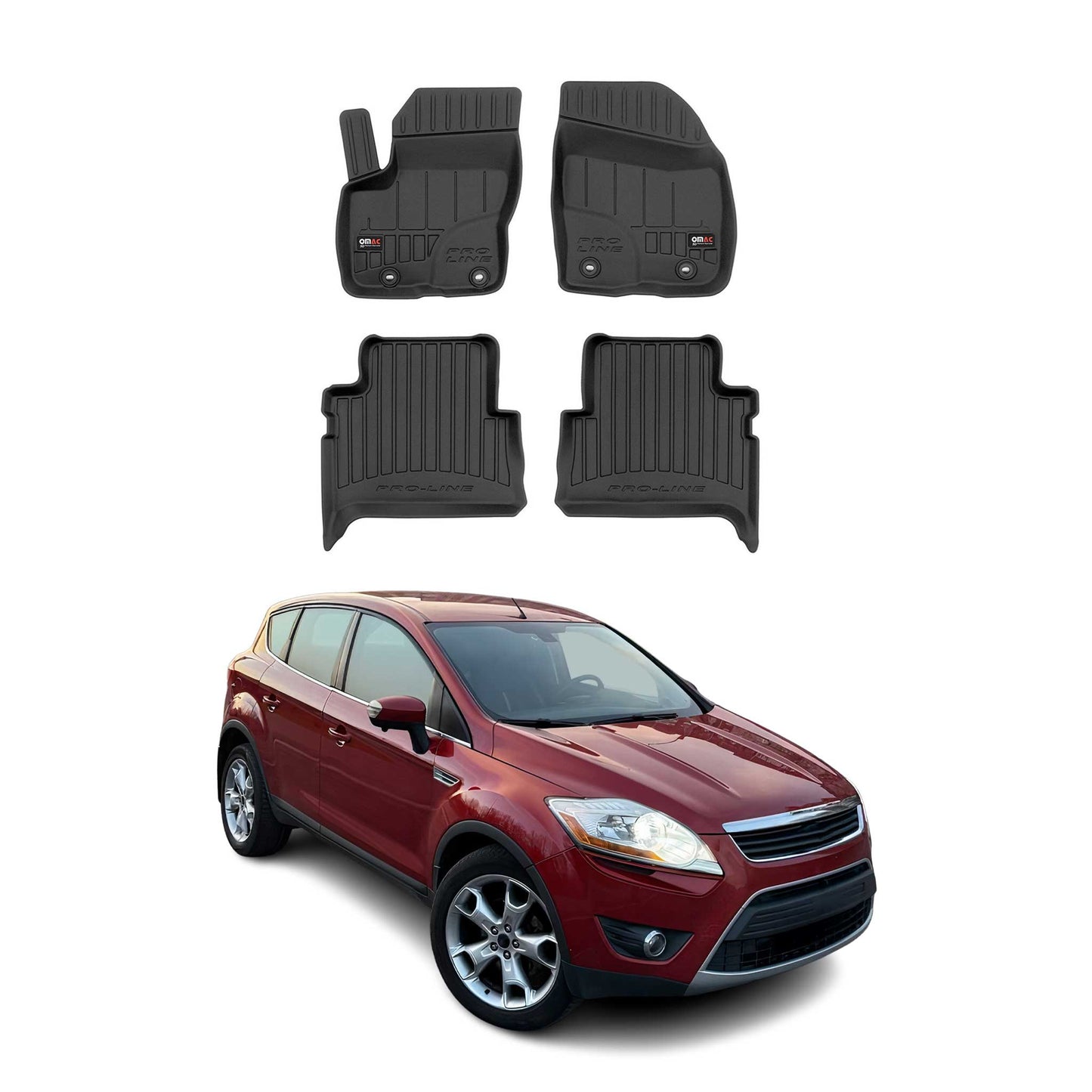 Covorașe auto Ford Kuga 2008-2013, TPE, negre, 4 buc.
