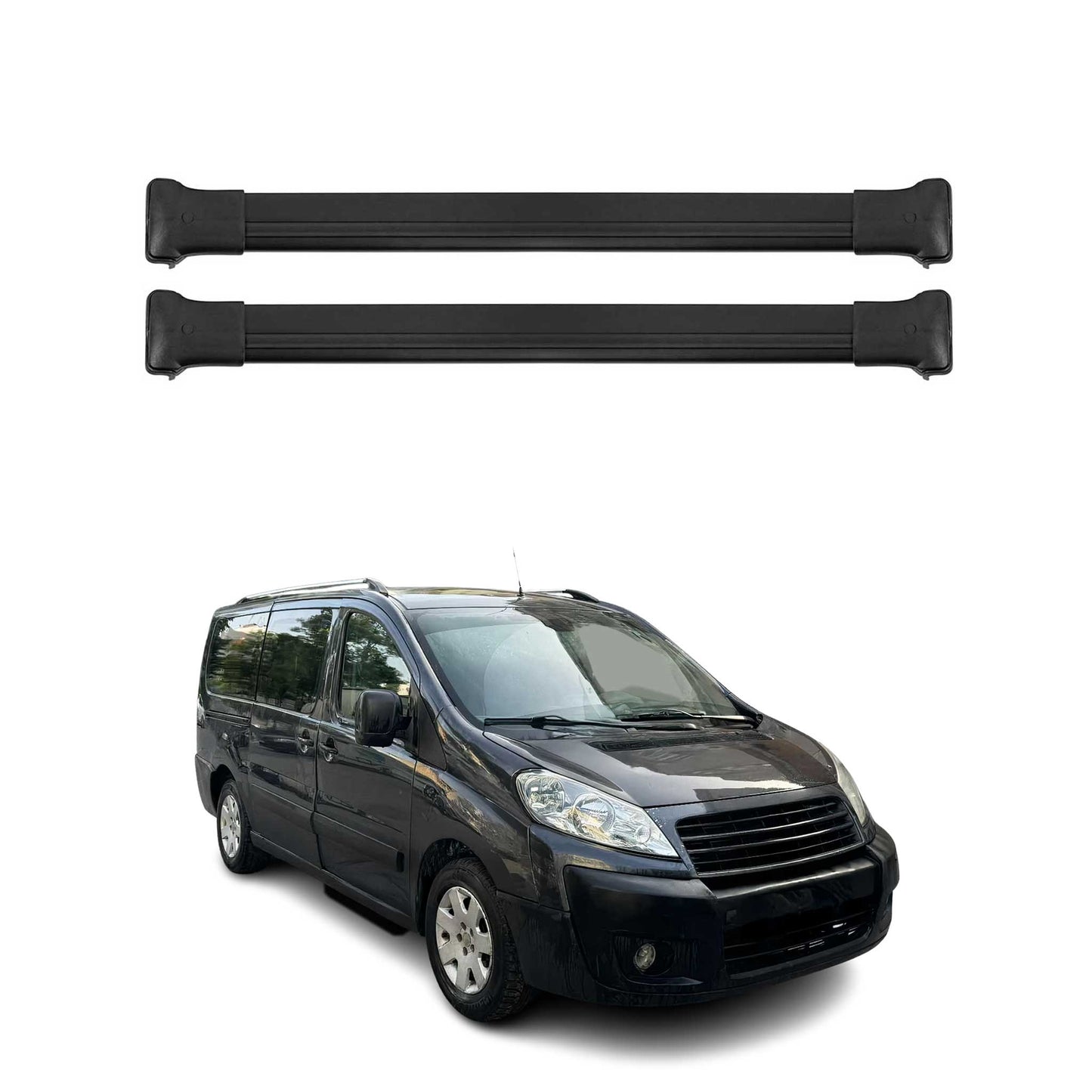 Portbagaj de plafon pentru Fiat Scudo 2007-2016 75kg aluminiu negru 2 buc