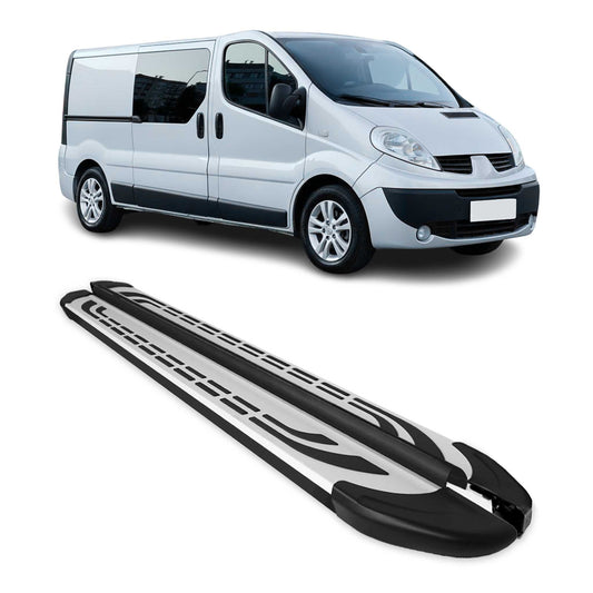 Trittbretter Schweller Seitenbretter für Opel Vivaro 2001-2014 L2 Schwarz Alu
