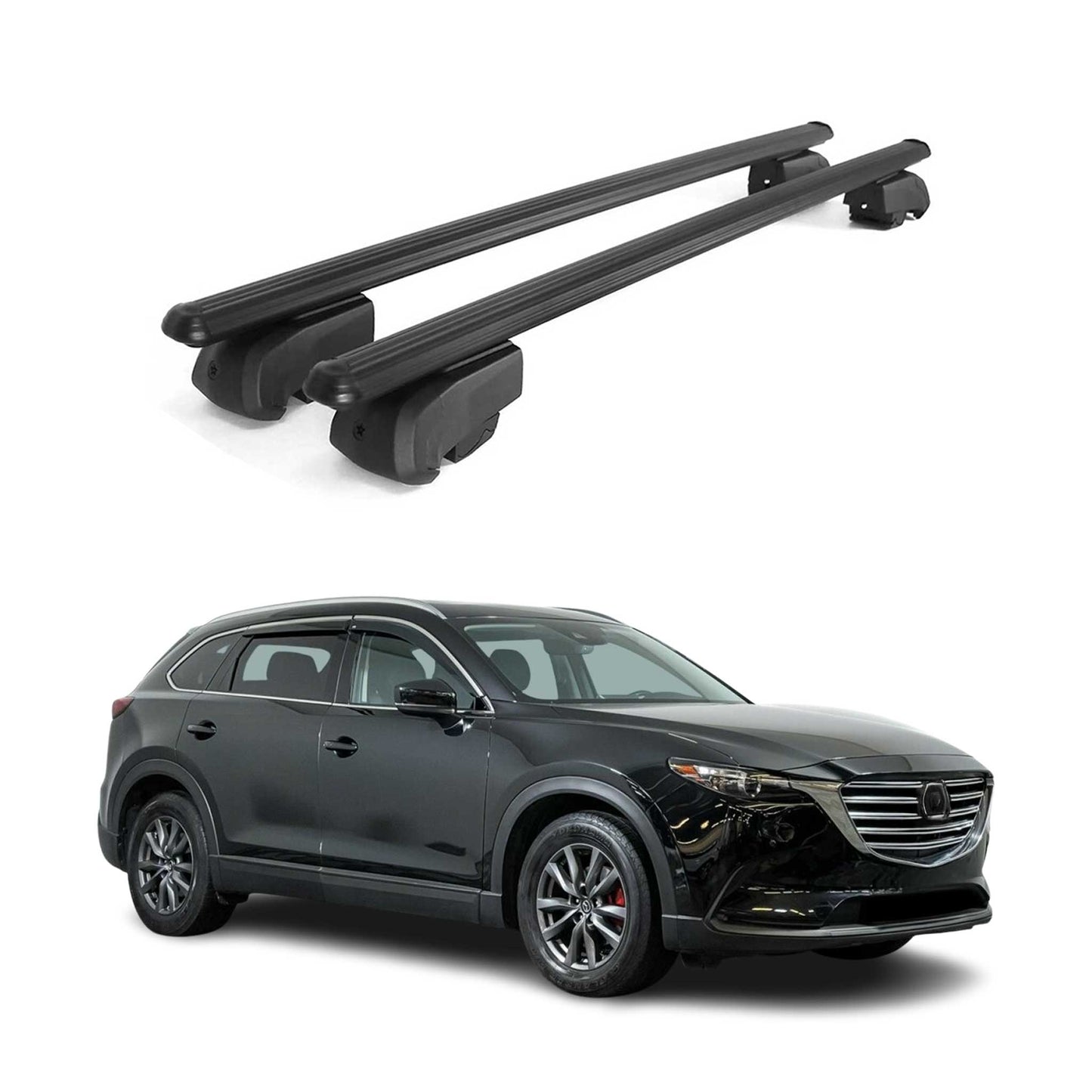 Dachträger Gepäckträger für Mazda CX-9 2016-2023 Querträger ABE Alu Schwarz